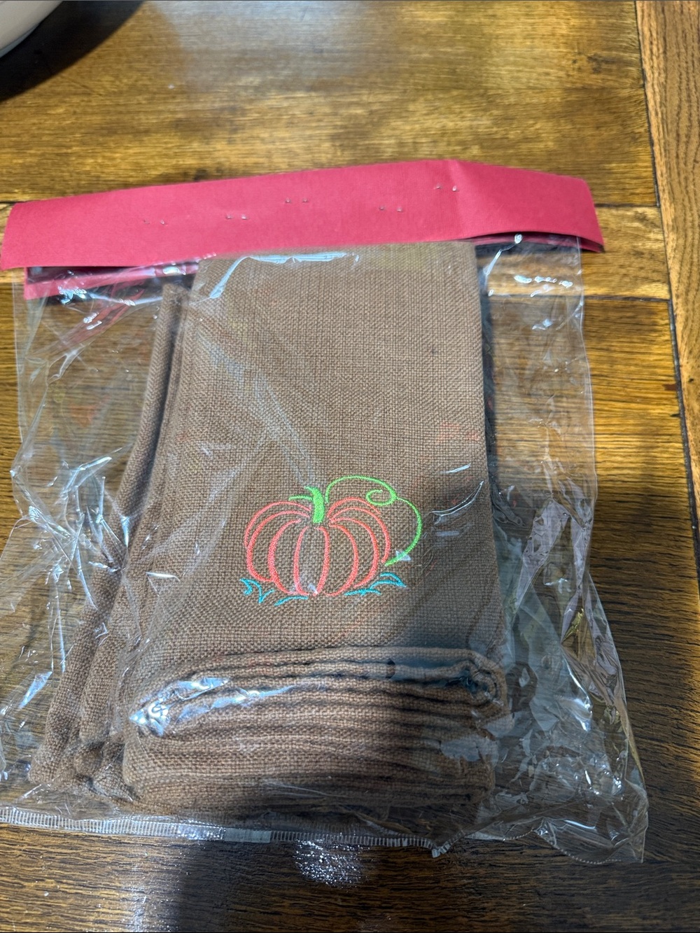 Brown Pumpkin Embroidered Kitchen napkins thanksgiving